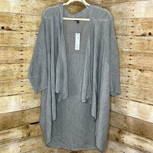 APT. 9 OPEN FRONT WATERFALL LONG LINE GRAY JERSEY KNIT CASUAL SIZE 2X CARDIGAN